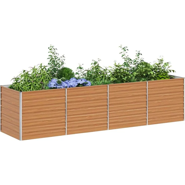 vidaXL Hochbeet Hellbraun 320 x 80 x 77 cm Verzinkter Stahl 42017338 – Bild 2