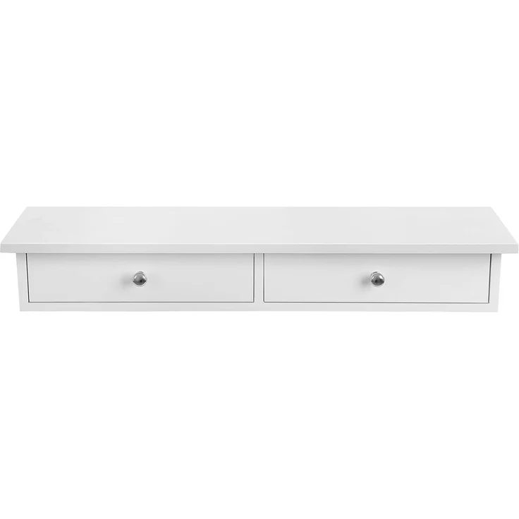 Wandregal mit 2 Schubladen Wandschublade Schweberegal aus MDF-Platte Wandschrank Weiß LWS65WT – Bild 3