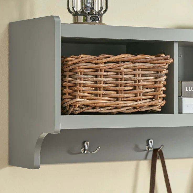 SoBuy FHK28-HG Wandgarderobe, MDF, Lackiert, Grau, 100 x 35 x 25 cm – Bild 4