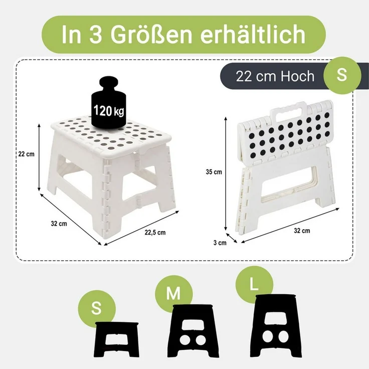 ZOLLNER Tritthocker, 100% Kunststoff, bis ca. 120 kg belastbar, Antirutschnoppen