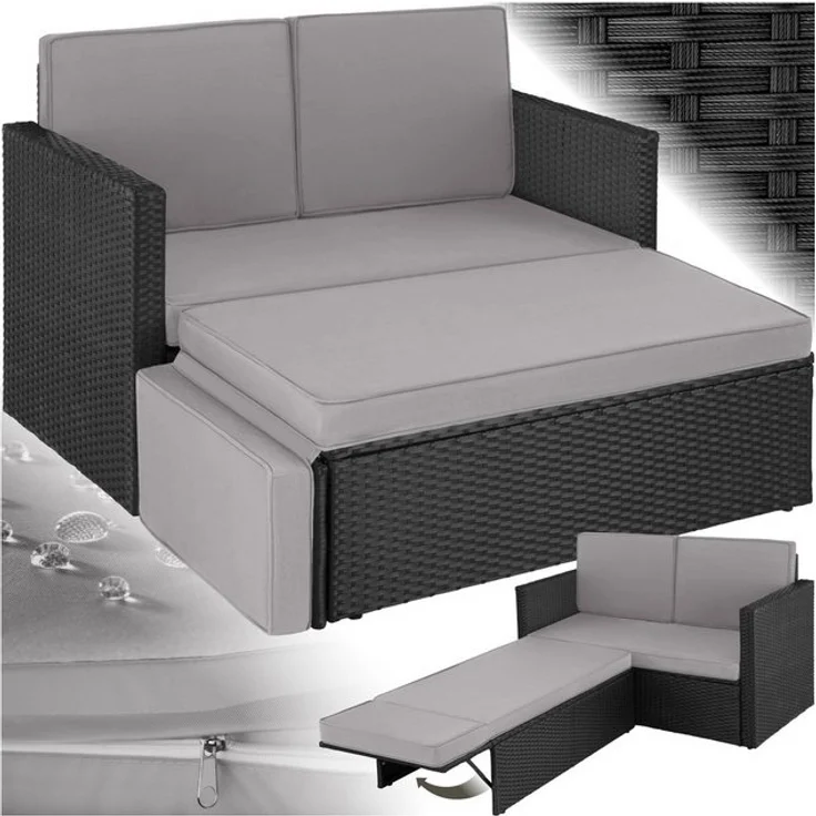 tectake Loungeset Rattan Lounge, (Set, 2-tlg), 2-Sitzer – Bild 4
