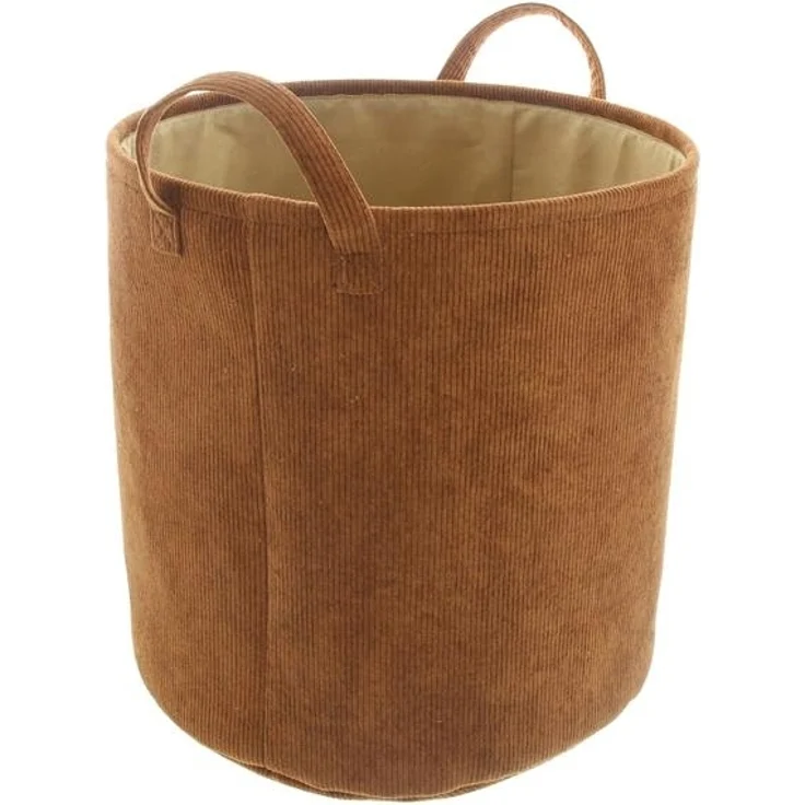 Stoffkorb "Cordsamt" in safran, Ø 40x40 cm, Aufbewahrungskorb, Universalkorb, Wäschekorb, Tragekorb, Spielzeugkorb – Bild 4