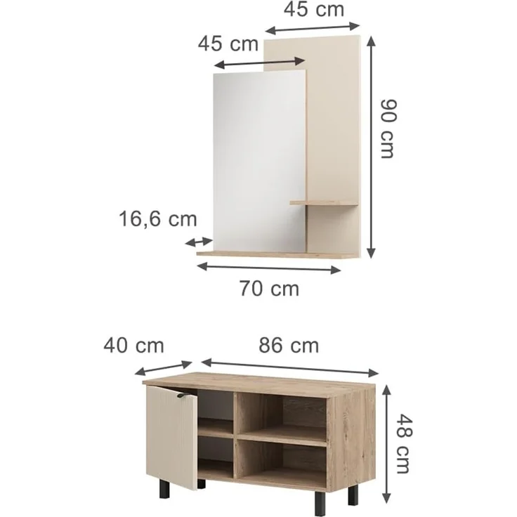 Garderobe Puerto Eiche/Cashmere 2- er Set Vicco – Bild 2