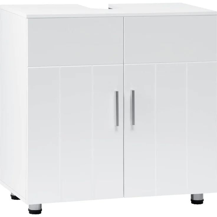 EUGAD Waschbeckenunterschrank (1-St) Landhausstil, MDF, 60x60x30 cm, Weiß – Bild 5