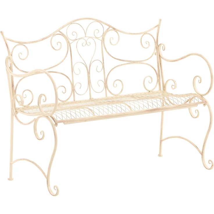 Gartenbank TODOR - Metall Beige 113x47x89 cm | Metallbank Garten 2 Seitzer Bank Terrasse Vintage Antik Gartenbank – Bild 1