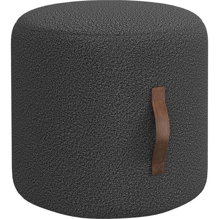 HOMCOM Fußhocker Sitzhocker, Runder Polsterhocker, (Fußstütze, 1 St, Ottomane), Dunkelgrau 48 x 48 x 45 cm – Bild 5