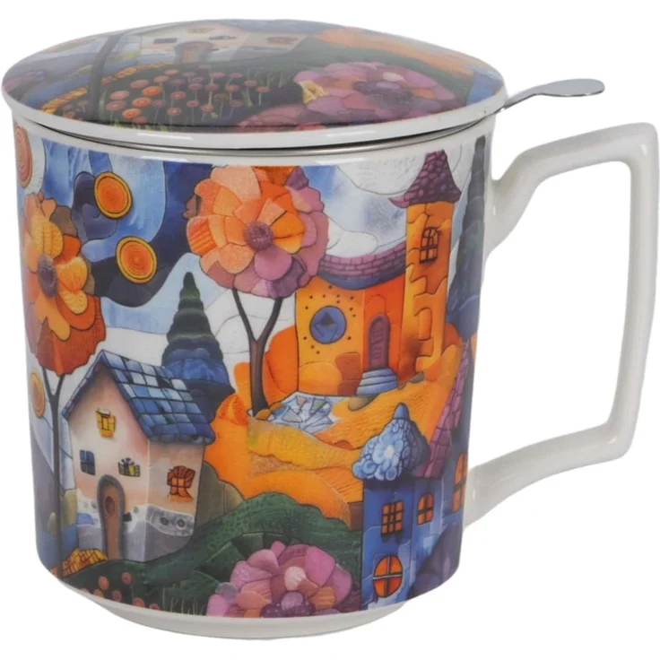 DUO Becher 450 ml mit Teesieb MODERN COUNTRYSIDE New Bone China Porzellan – Bild 3