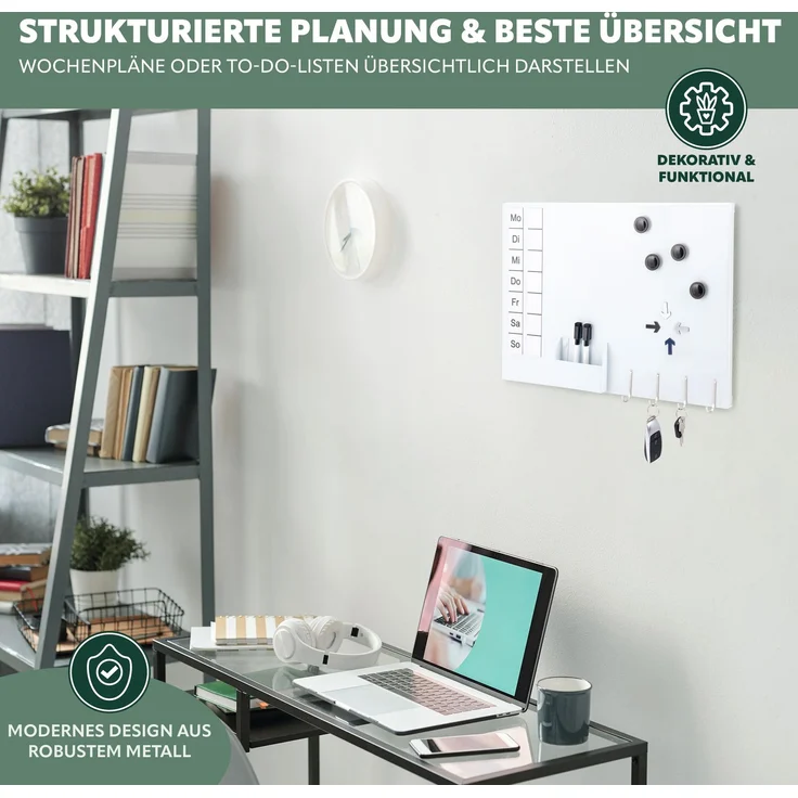 Magnettafel aus Metall, beschreibbar, viel Zubehör, weiß lackiert – Bild 3