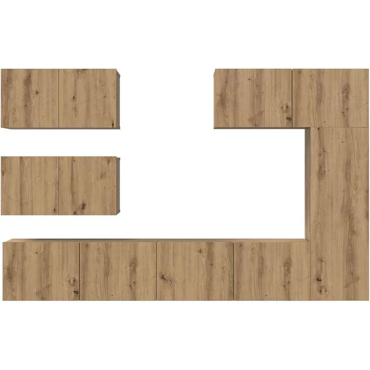 vidaXL TV-Schrankset Wandmontiert 6 pcs Artisan-Eiche Holzwerkstoff 3393266 – Bild 8