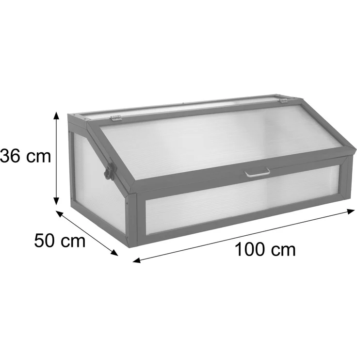 Frühbeetaufsatz HWC-R37, Gewächshaus Pflanzbeetaufsatz Beetabdeckung Stahl Polycarbonat 36 x 100 x 50 cm ~ anthrazit – Bild 3