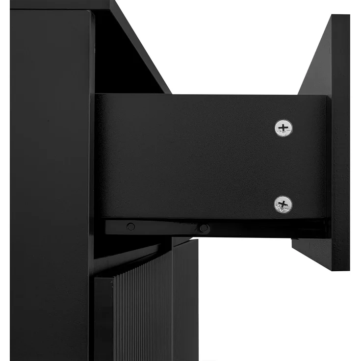 Sideboard aus Spanplatte mit 2 Schubladen & 2 Türen, 35x83x101 cm, Schwarz – Bild 9