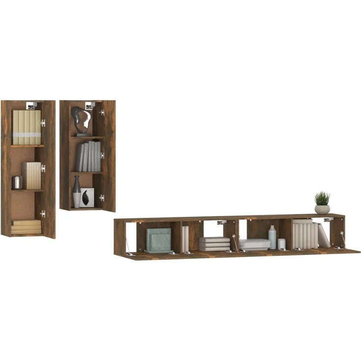 vidaXL 4-tlg. TV-Schrank-Set Räuchereiche Holzwerkstoff 3114635 – Bild 3