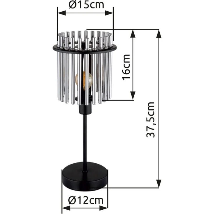 Tischleuchte, Metall, Glasstäbe, rauchfarben, E14, H 37,5 cm – Bild 12