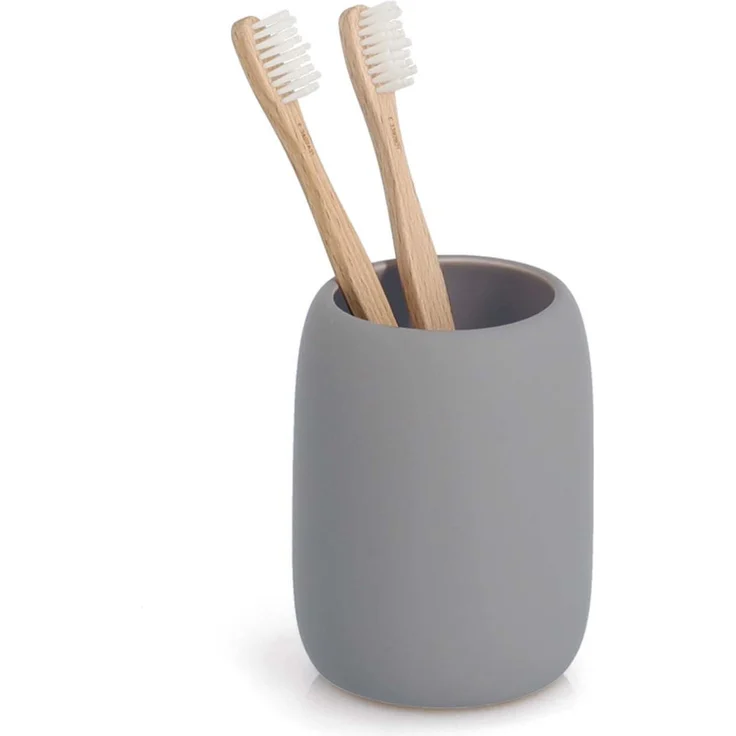 6-teiliges Badaccessoire-Set - Keramik, Grau – Bild 3