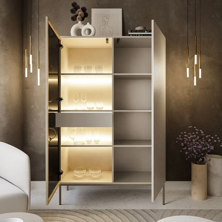 Lookway Vitrine ECLIPSE WTSZ104 in Kaschmir mit LED Beleuchtung Breite: 104 cm – Bild 2