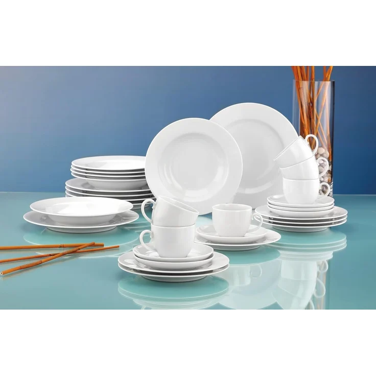 Seltmann Weiden Geschirr-Set Kaffeekanne 6 Personen Rondo weiss uni 7 von Seltmann Weiden, Porzellan – Bild 6