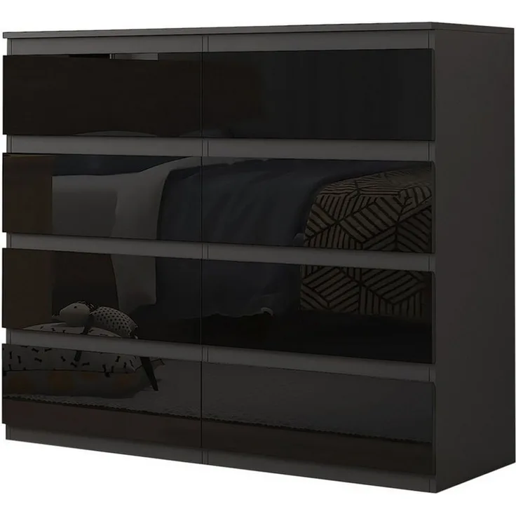 HTI-Living Kommode Kommode Kenji 8 Schubladen Hochglanz Schwarz (Stück, 1 St, 1 Kommode), Sideboard