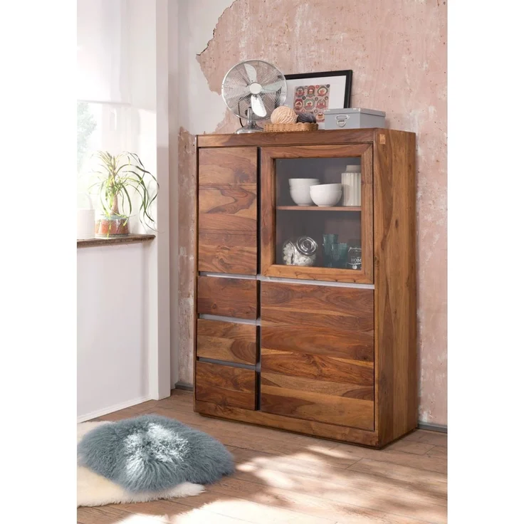 Highboard Sheesham 102x40x147 noble unique lackiert SYDNEY #125 – Bild 5