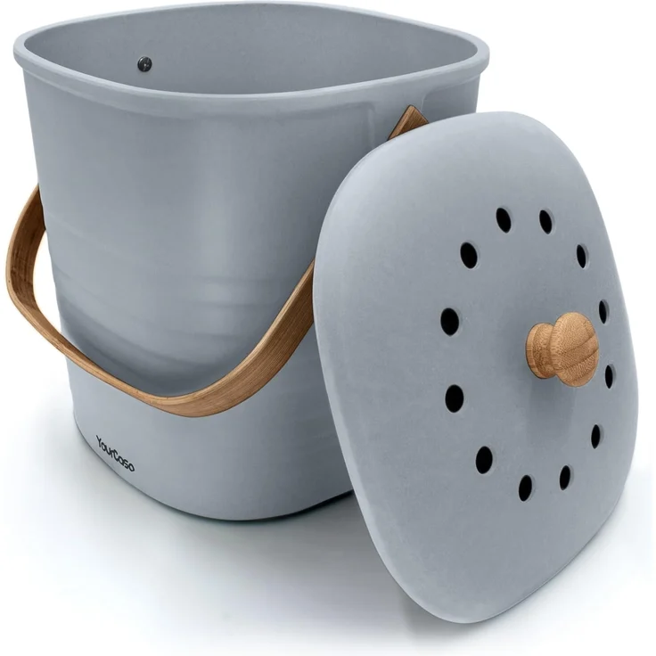 YourCasa Biomülleimer YourCasa® Biomülleimer Küche Klein 4L nachhaltig mit Akivkohlefilter, Fassungsvermögen 4 Liter, Nachhaltige Materialien – Bild 1