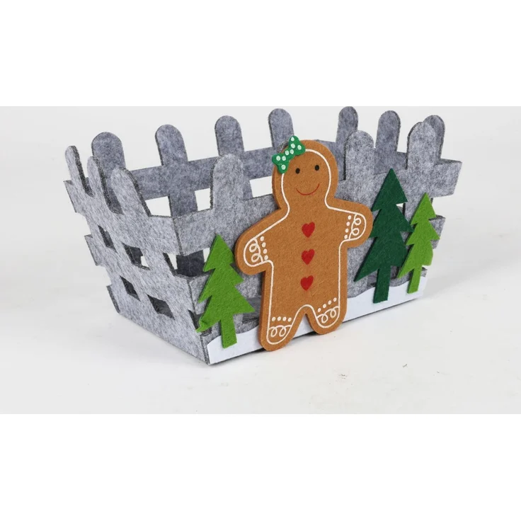 Weihnachtsdeko Filz-Körbchen grau 23x16x13 cm mit Nikolaus-Motiv – dekoratives Geschenkkörbchen für Advent & Weihnachten – Bild 5