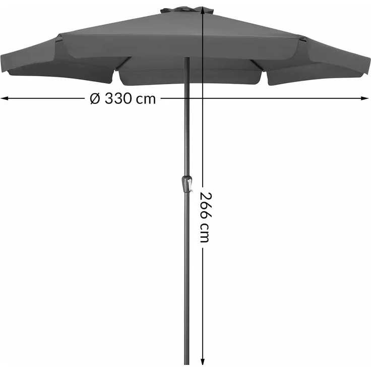 Kingsleeve® Sonnenschirm ohne Gestell, UV Schutz 80+, Alugestell / Polyester dunkelgrau, Ø 330cm – Bild 3