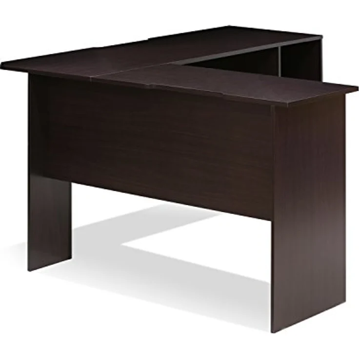 Furinno L-förmiger Schreibtisch mit Regalen, Holz, Espresso, 125.9 x 135.9 x 72 cm – Bild 6