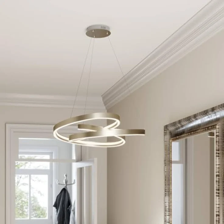Lucande LED-Hängeleuchte Gunbritt, Ø 80 cm, dimmbar, silber, moderne Lichtgestaltung – Bild 3