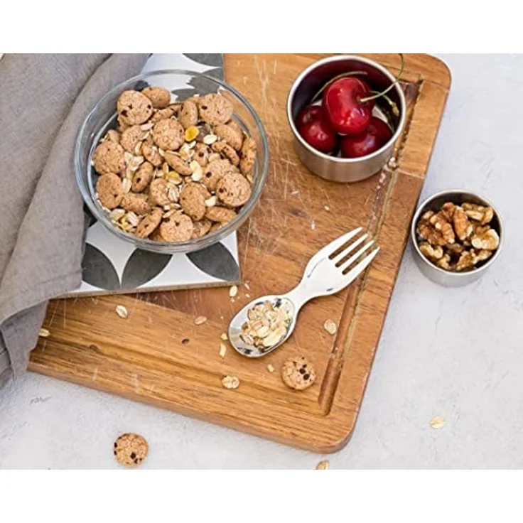 LEKKABOX Campinglöffel Mini Edelstahl Göffel, 10cm - Gabel Löffel Spork klein Kinder Brotdose, Extra klein, nur 10 cm lang – passt in jede Brotdose – Bild 5