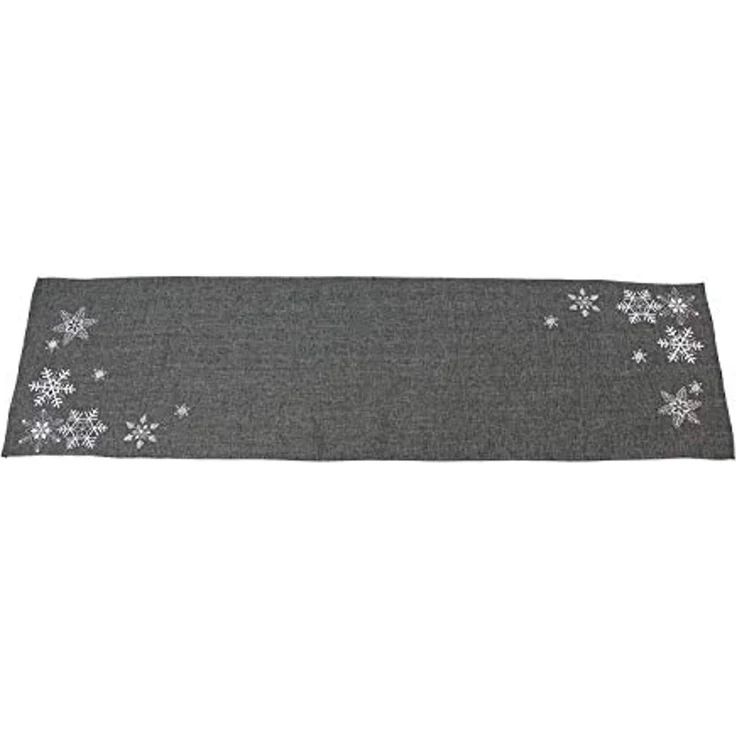 Tischläufer in edlem grau mit Stickerei "Eiskristall" in silber, 40x140 cm – Bild 3