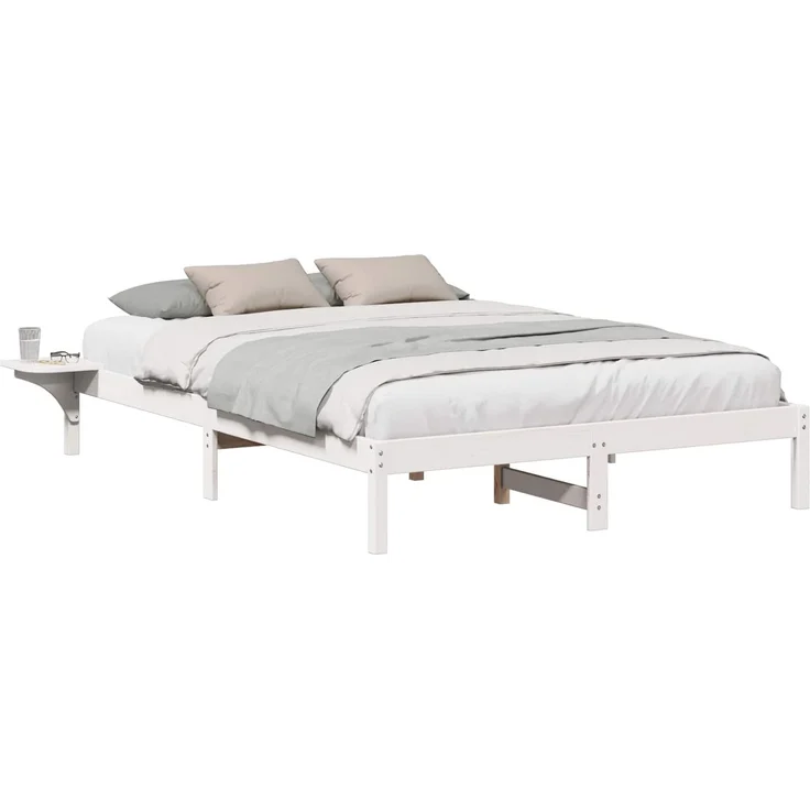 vidaXL Bettrahmen Weiß 140 x 200 cm Massives Kiefernholz 873188 – Bild 2
