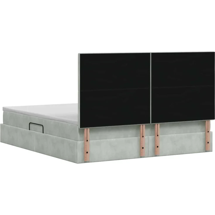 vidaXL Aufbewahrungsbett mit Matratze Hellgrau 140 x 190 cm Samt 3459747 – Bild 9