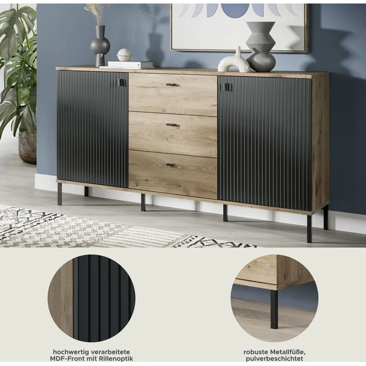 Chess Sideboard in schwarz tiefzieh – Bild 8