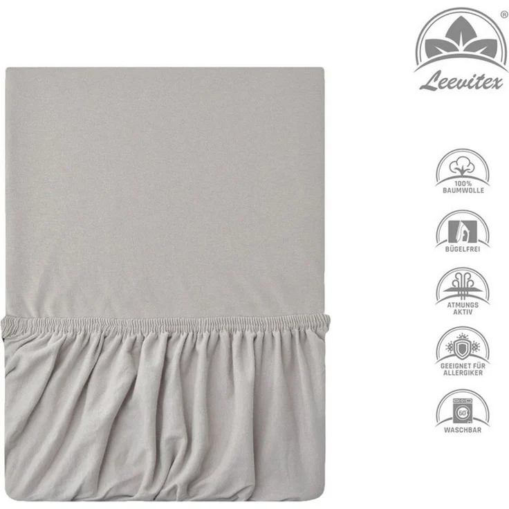 leevitex® Spannbettlaken Premium Elasthan, Gummizug: rundum, blickdicht, Anti-Pilling, 97% Baumwolle, 3% Elasthan, 40 cm Steg – Bild 3