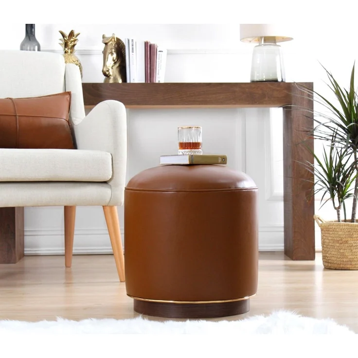 Hanah Home 'Milotte - Camel' Pouffe, Kamel, 42 x 43 x 42 cm – Bild 3