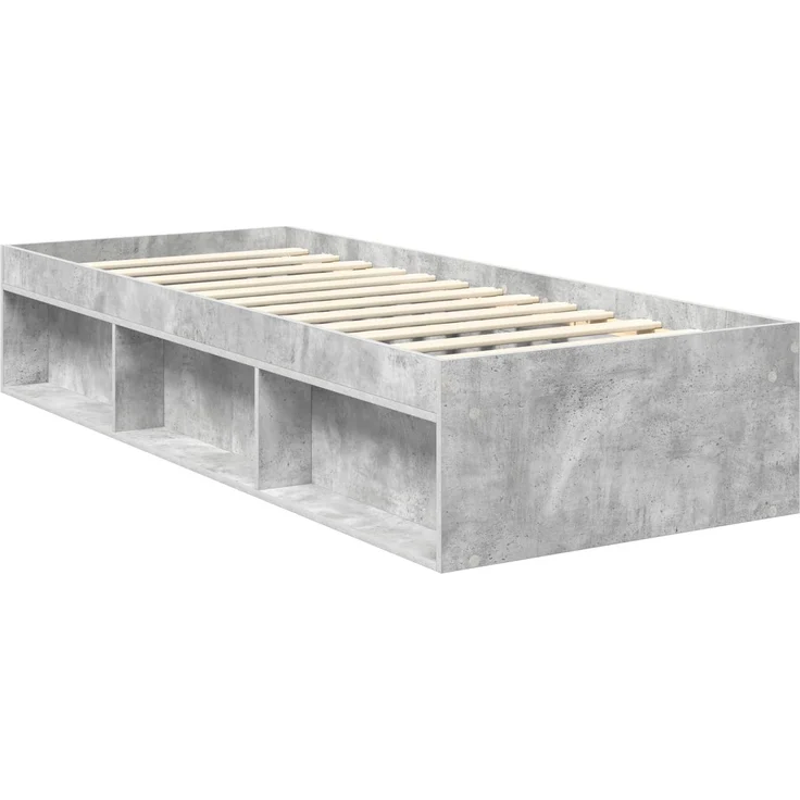 vidaXL Bettrahmen Beton Grau 75 x 190 cm Massives Kiefernholz 3411076 – Bild 4