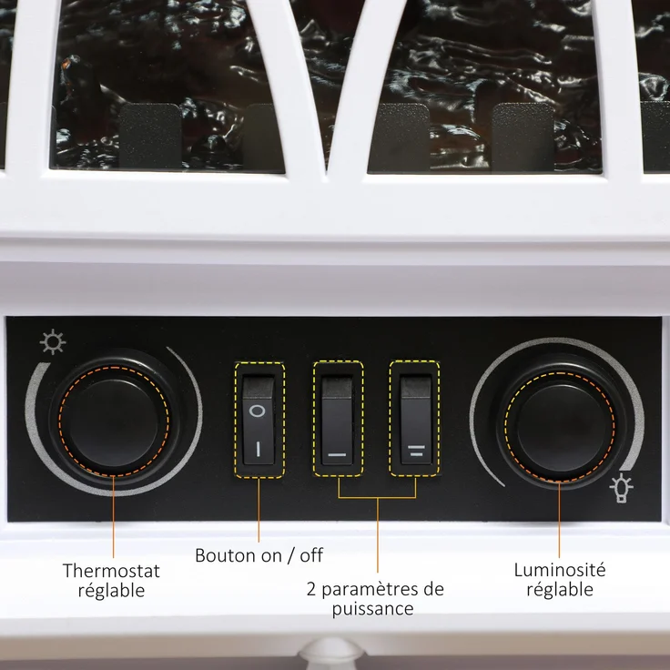 JARDJ Freistehender elektrischer Kamin 1000/2000 W, dekorativer Kamin mit LED-Flammeneffekt, weiß, 45*28,5*54cm – Bild 8