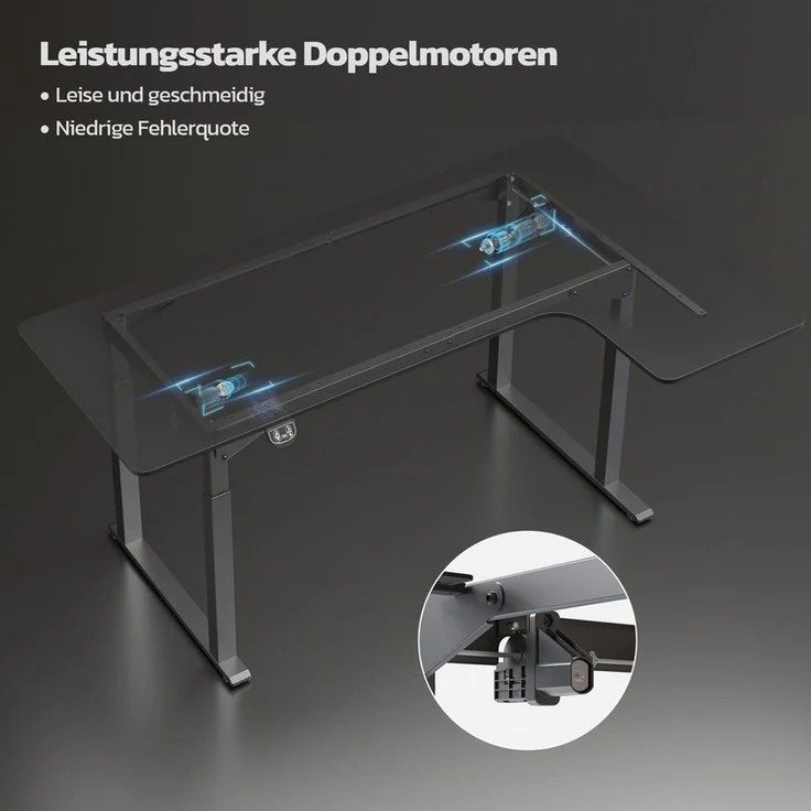 Dripex Eckschreibtisch Elektrisch Höhenverstellbar 180x110 L-form Schreibtisch Standing Desk – Bild 2
