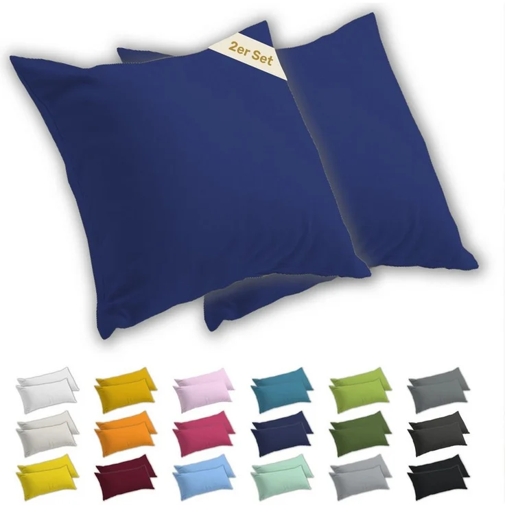 Lavea Kissenbezug 2er Set Kissenhülle Jersey, 100% Baumwolle, Kissenbezüge, (2 Stück), allergikerfreundlich - sicherer YKK-Reißverschluss - waschbar 60°C – Bild 1