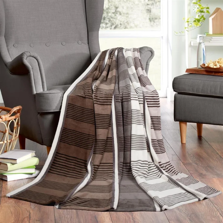 Mikrofaser Flauschdecke 150x200cm - Ornament Streifen 150x200cm – Bild 1