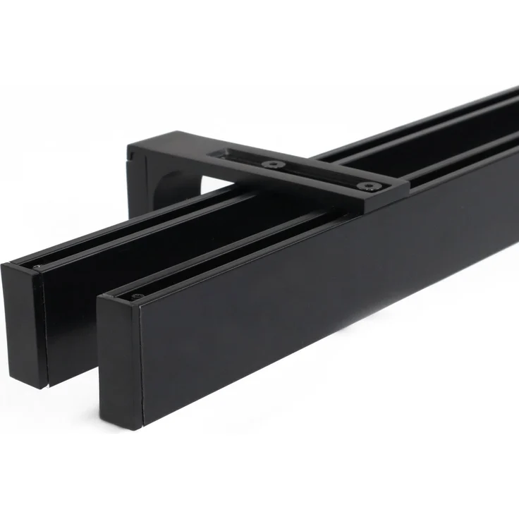 Deco-Raum® 2-lauf Gardinenschiene Innenlauf Loft | Größe: 300cm | Material: Aluminium | Farbe: Schwarz – Bild 1