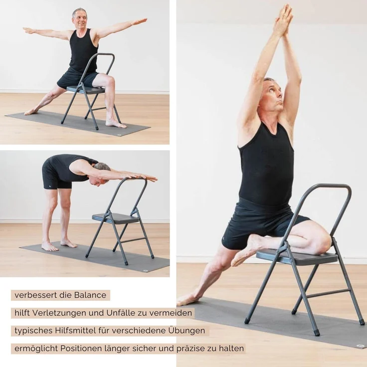 bodhi Klappstuhl Yoga Stuhl anthrazit, ohne vordere Querstrebe – Bild 5