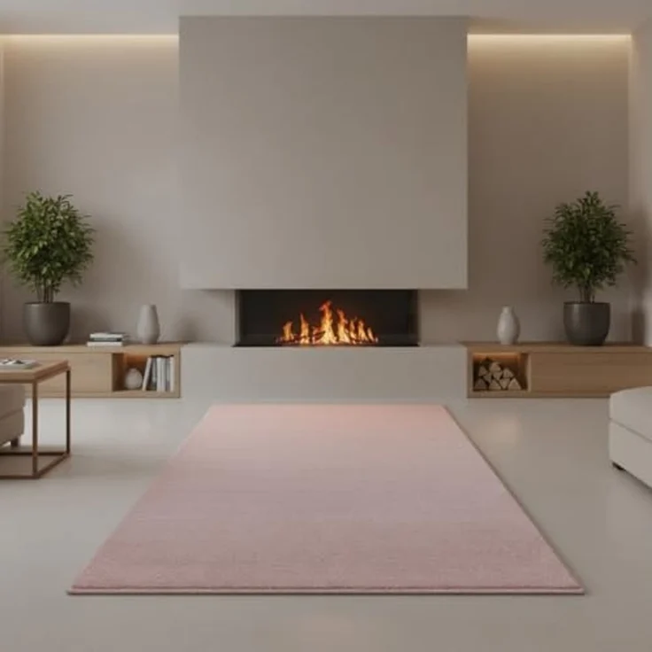 Jimri Moderner Teppich Wohnzimmer – Weich, Strapazierfähig & Pflegeleicht – Einfarbig Rosa, Rund & Rechteckig – Hochwertige Verarbeitung – Oeko-TEX Zertifiziert – Rosa, Rechteckig 80x150 cm – Bild 3