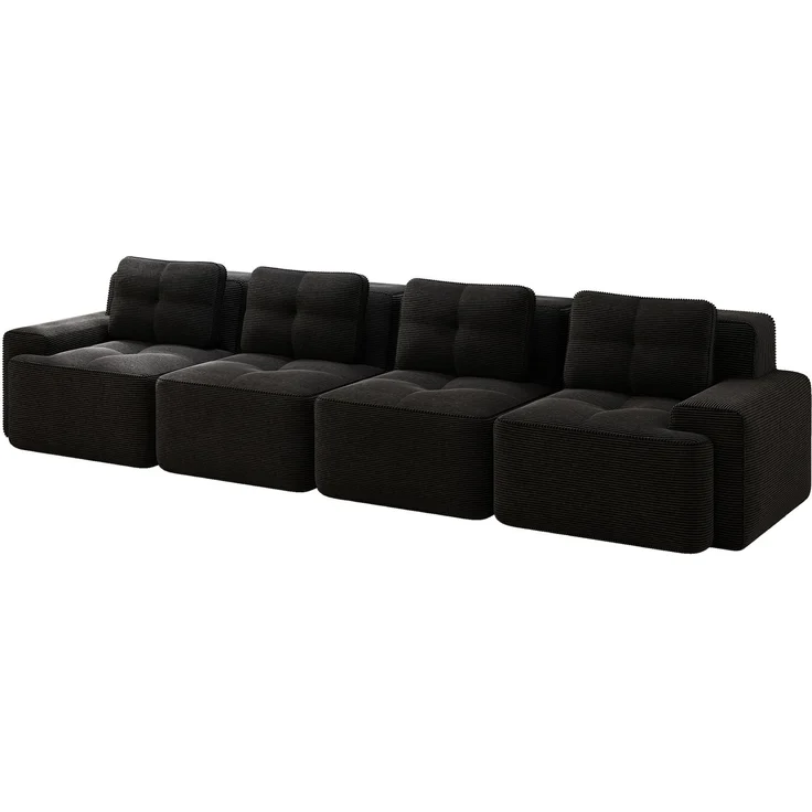 Modulares Sofa aus Cord mit boneless Design, schwarz – Bild 5
