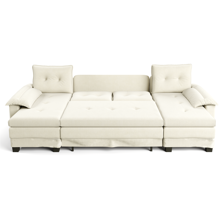 ZUBALIYA Schlafsofa 127x87 cm, mit USB - Anschluss, mit Ausziehbett, mit Chenille - Bezug, mit Samtbezug, modular aufgebaut, Weiß – Bild 16