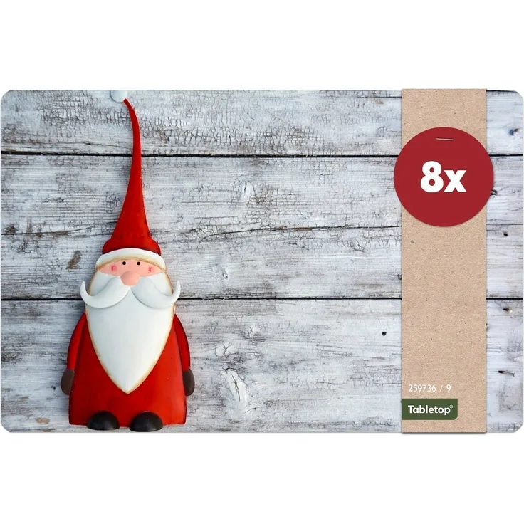 matches21 HOME & HOBBY Platzset Abwaschbare Tischsets 8er Set Weihnachten Nikolaus Holz-Optik, (8-St), Platzsets als Tisch-Untersetzer und Tisch-Deko für Esstisch Teller