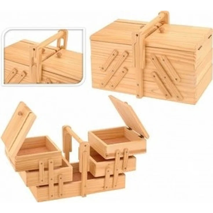Koopman Nähkästchen Nähkasten Nähset Nähkorb Nähkästchen Nähbox Holz klappbar, mit Klappdeckel – Bild 6