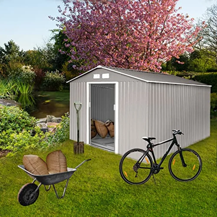 XXXL Metall Gerätehaus Geräteschuppen Garten Haus Schuppen 15 m³ hellgrau – Bild 5
