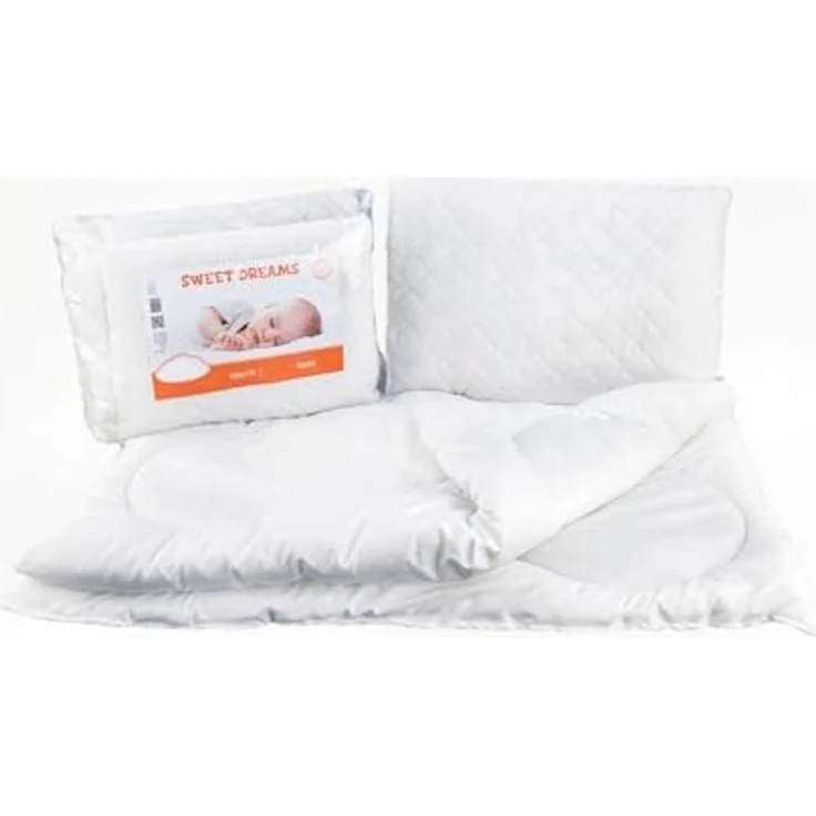 texpot Kinderbettdecke + Kopfkissen Babybett Bettset Steppung weiß – Bild 1