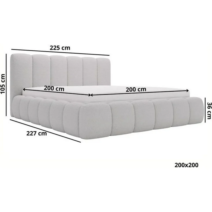 GrainGold Polsterbett mit Bettkästen CLOUD, Modern Bett mit Kopfteil - 200x200 cm, Anthrazit (1x Bett) – Bild 4