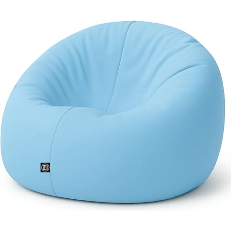 PATCH HOME 2-in-1 Sitzsack Sessel - Gaming Bean Bag mit Reißverschluss - Bereits befüllt, Ergonomisch & Robust für Kinder & Erwachsene - Indoor & Outdoor, Wetterfest (Hellblau, 155cm) – Bild 2